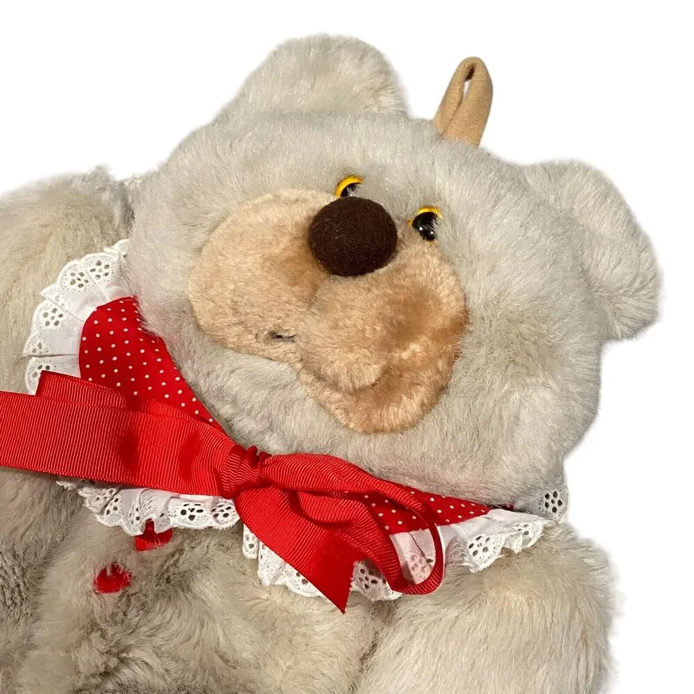 Hallmark‎ Teddy Bear Cranberry Stuffables Card Holder Stocking 1983 Plush 14in
